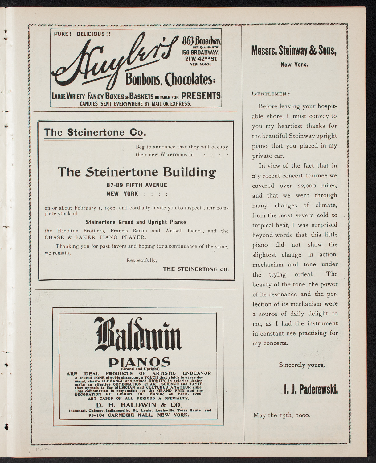 Fritz Kreisler, Violin, and Emma Juch, Soprano, January 30, 1902, program page 7