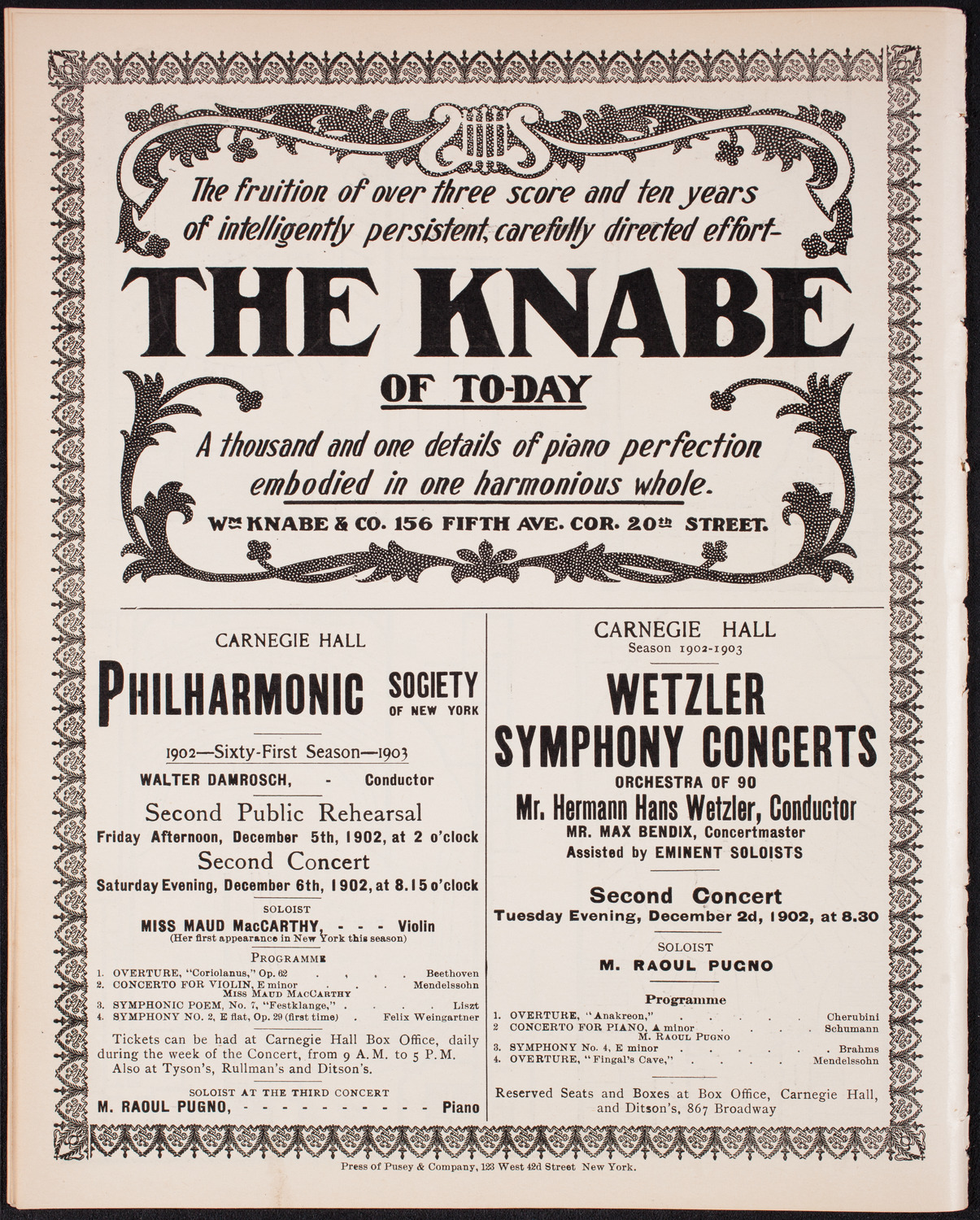 Jaroslav Kocian with Orchestra, November 22, 1902, program page 12