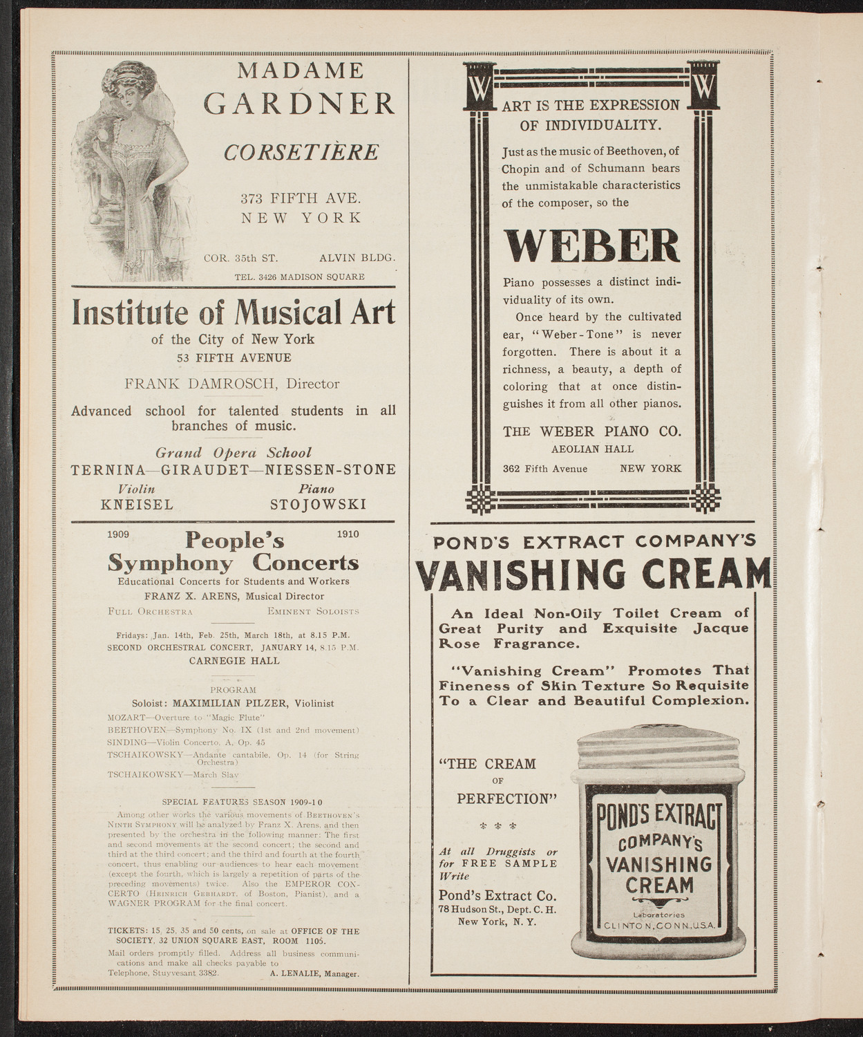 Oratorio Society of New York, December 28, 1909, program page 6