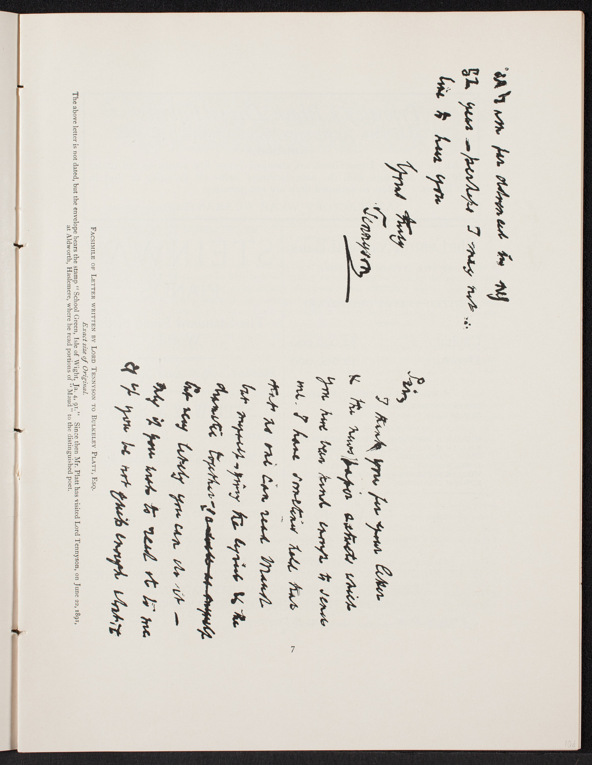 Tennyson's "Maud", April 23, 1892, program page 8