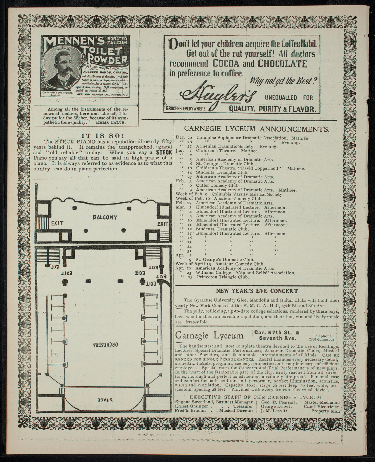 Columbia University Sophomore Dramatic Association, December 19, 1902, program page 4