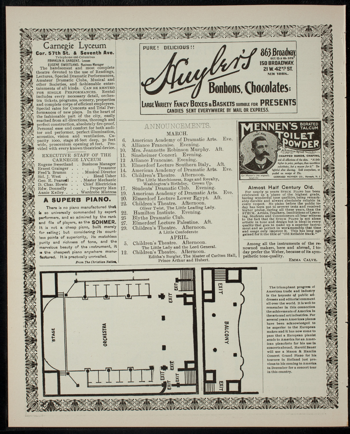 Academy Stock Company of the American Academy of Dramatic Arts and Empire Theatre Dramatic School, March 6, 1902, program page 4