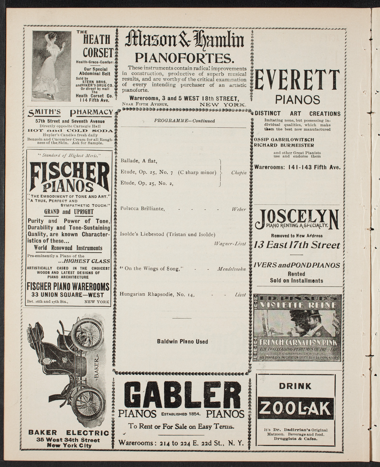 Eduard Zeldenrust, Piano, January 12, 1902, program page 8