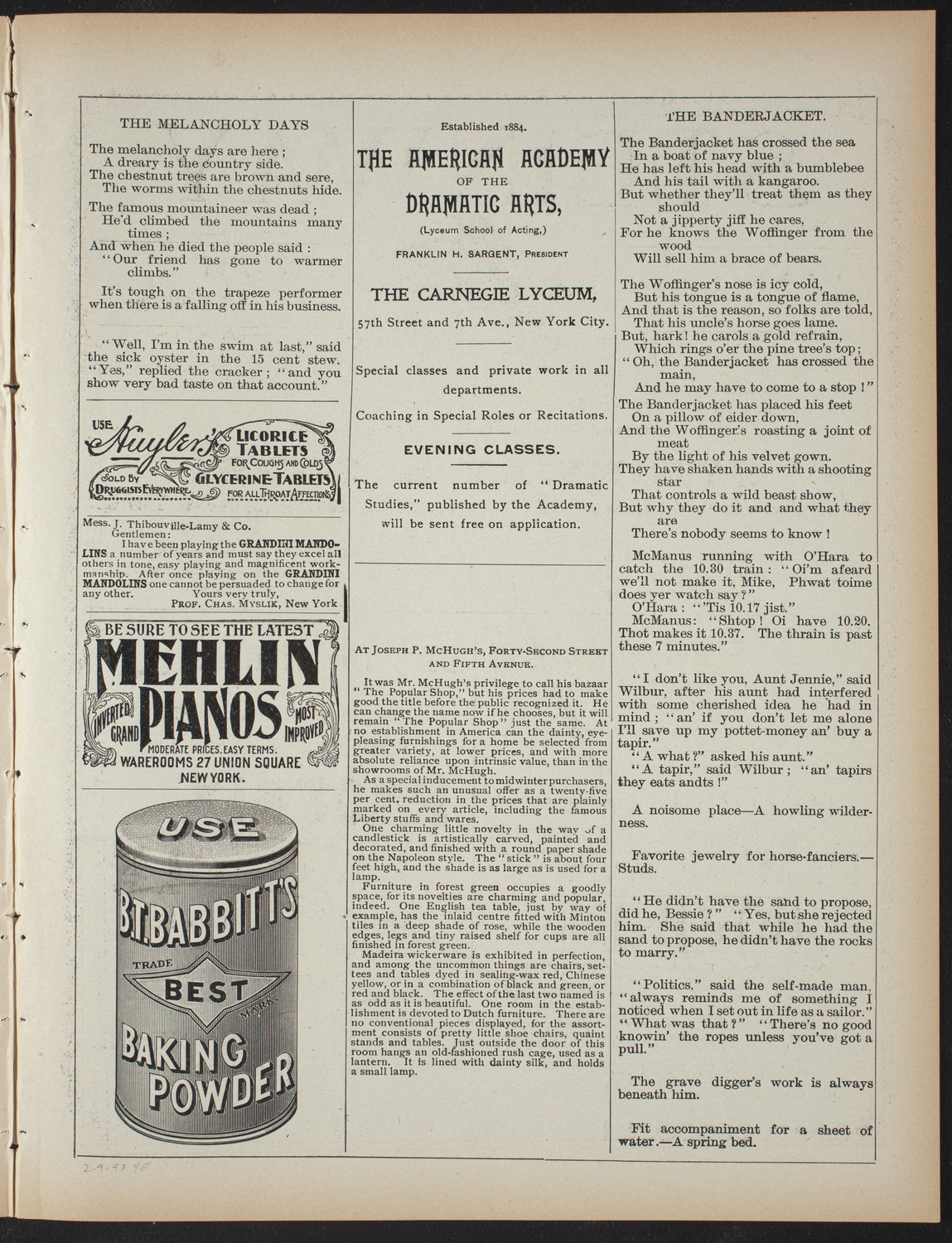 Stevens Institute Glee, Banjo, and Mandolin Clubs, March 9, 1897, program page 7