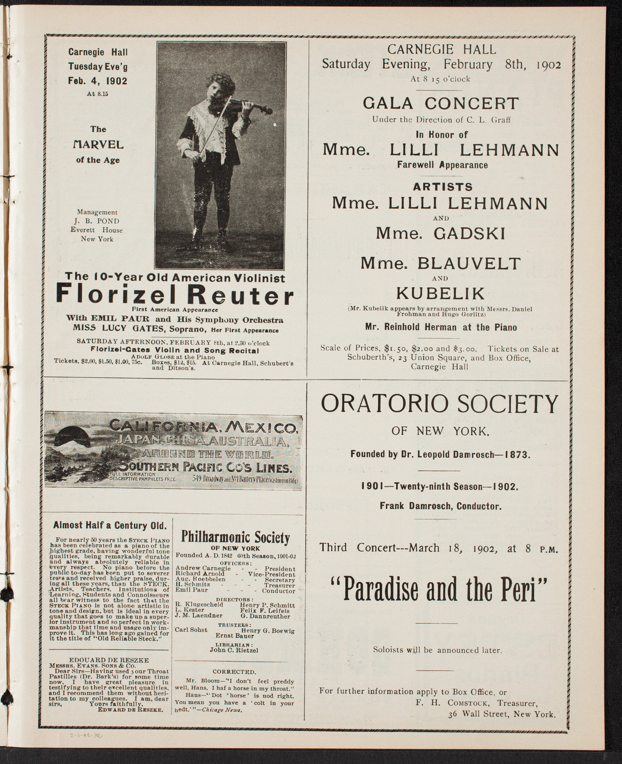 New York Philharmonic, February 1, 1902, program page 5