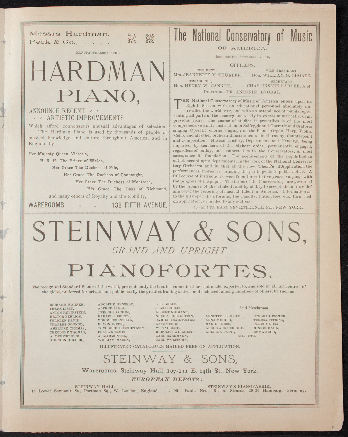 New York Philharmonic Public Rehearsal, March 3, 1893, program page 5