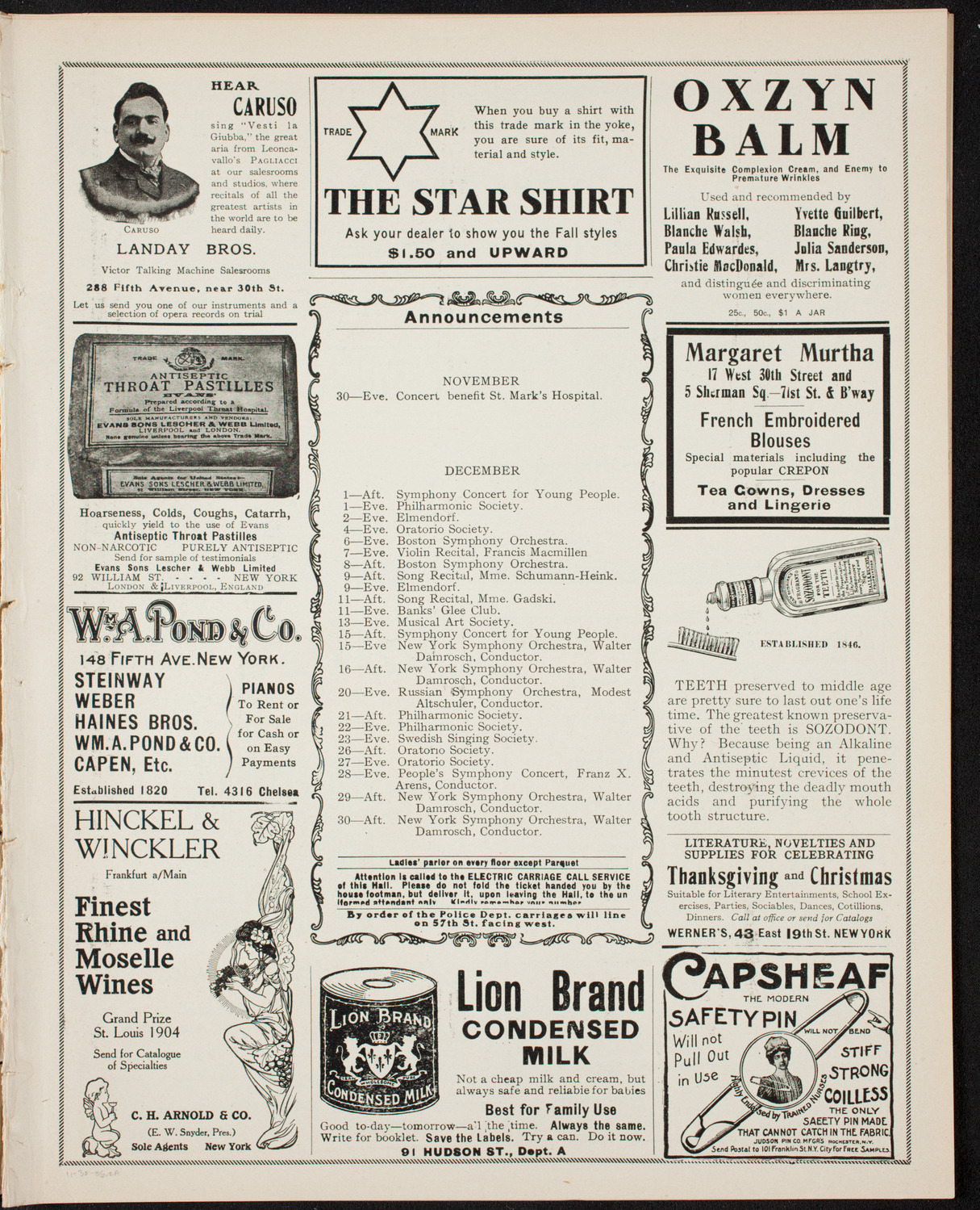 New York Philharmonic, November 30, 1906, program page 3