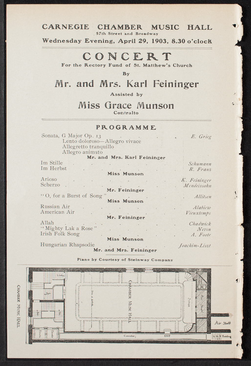 Benefit: St. Matthew's Church Rectory Fund, April 29, 1903, program page 2
