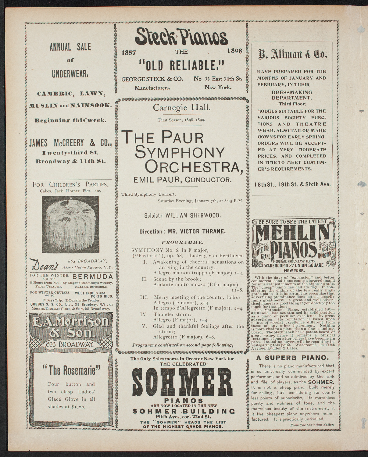 Paur Symphony Orchestra, January 7, 1899, program page 4