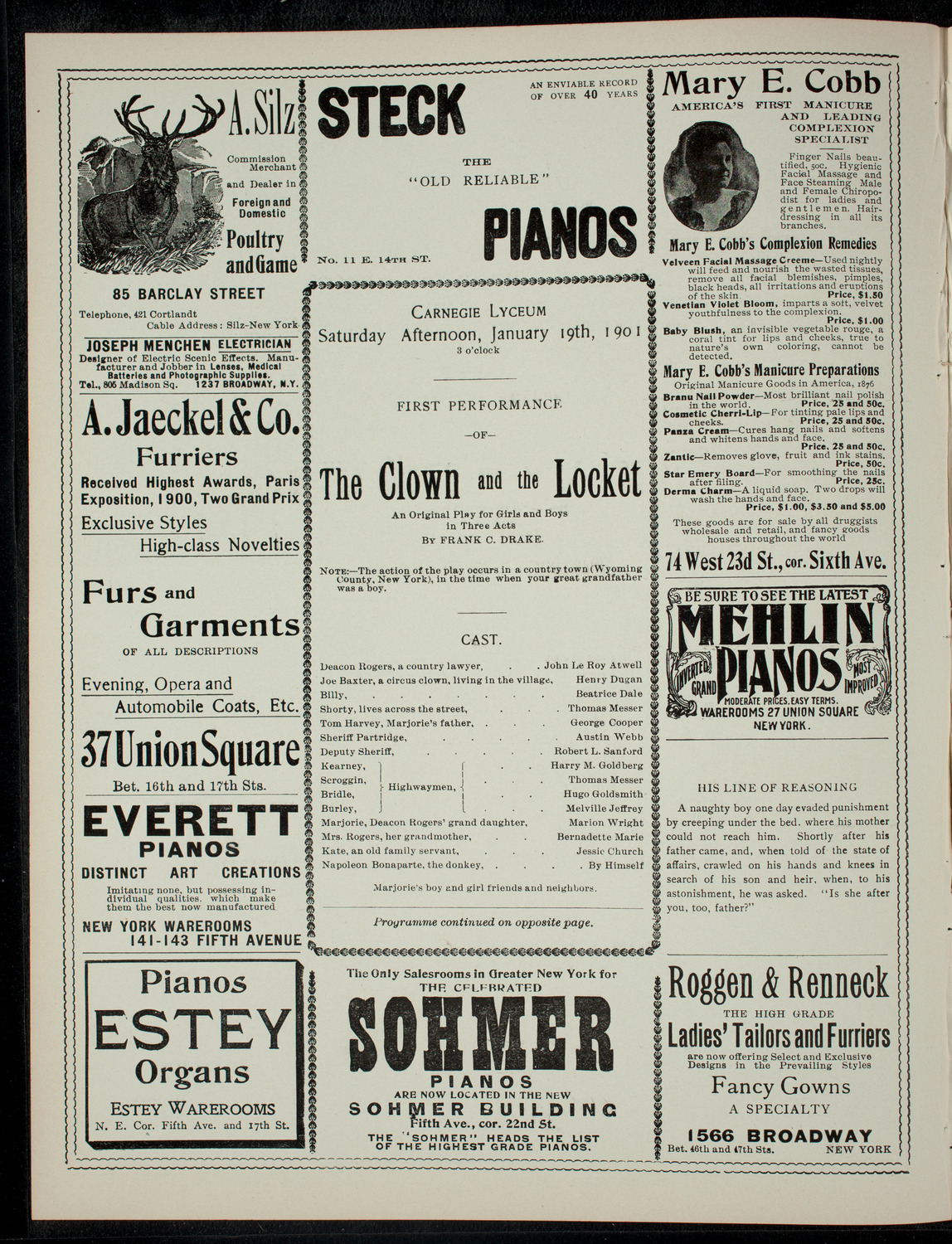 The Children's Theatre, January 19, 1901, program page 2