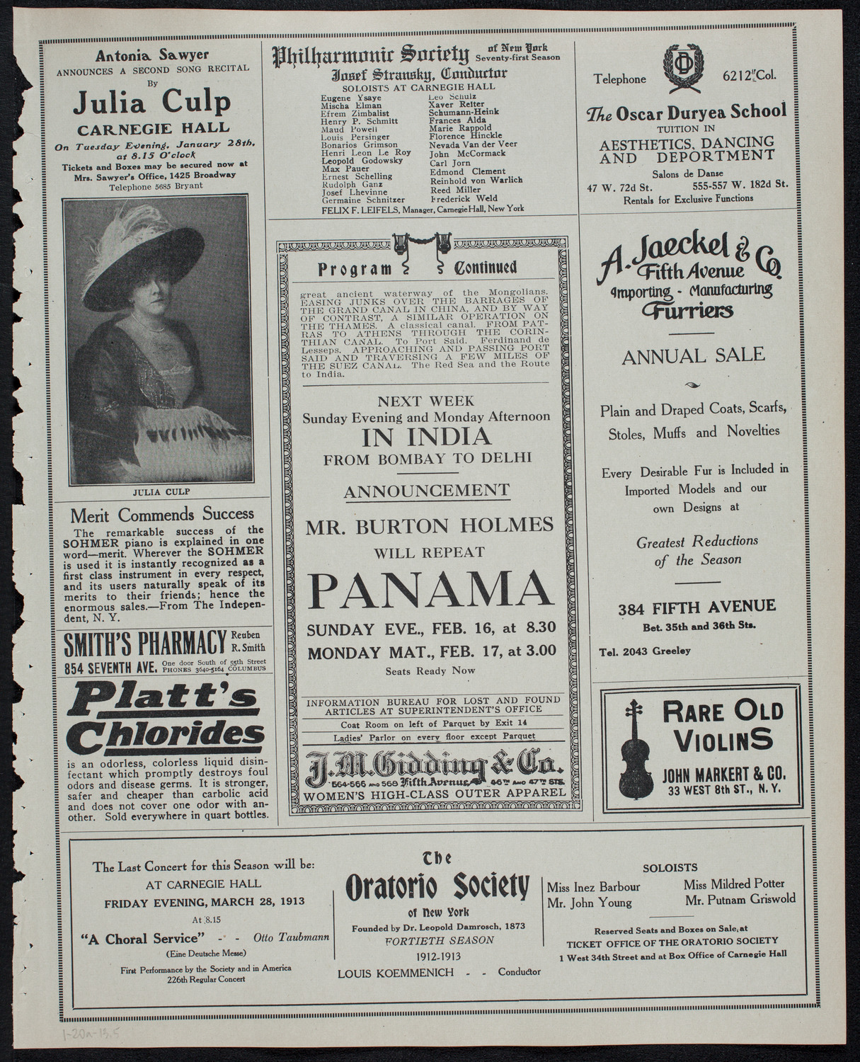 Burton Holmes Travelogue: Panama, January 20, 1913, program page 9
