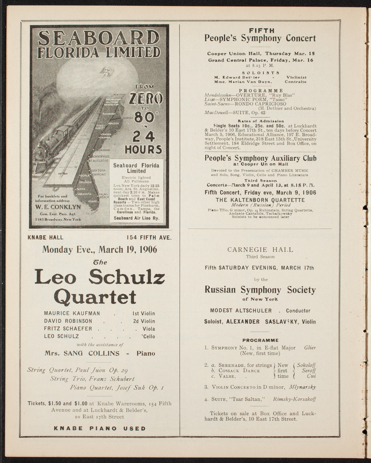 Josef Lhévinne, Piano, March 11, 1906, program page 10