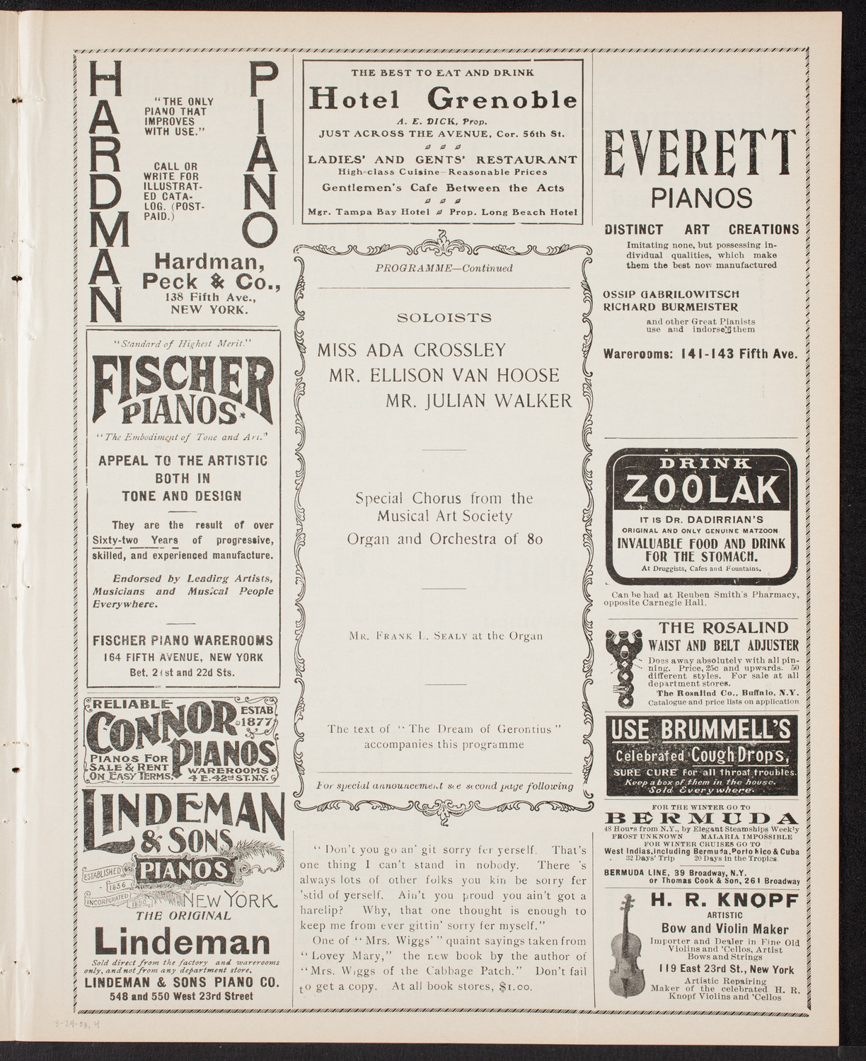 Oratorio Society of New York, March 24, 1903, program page 7