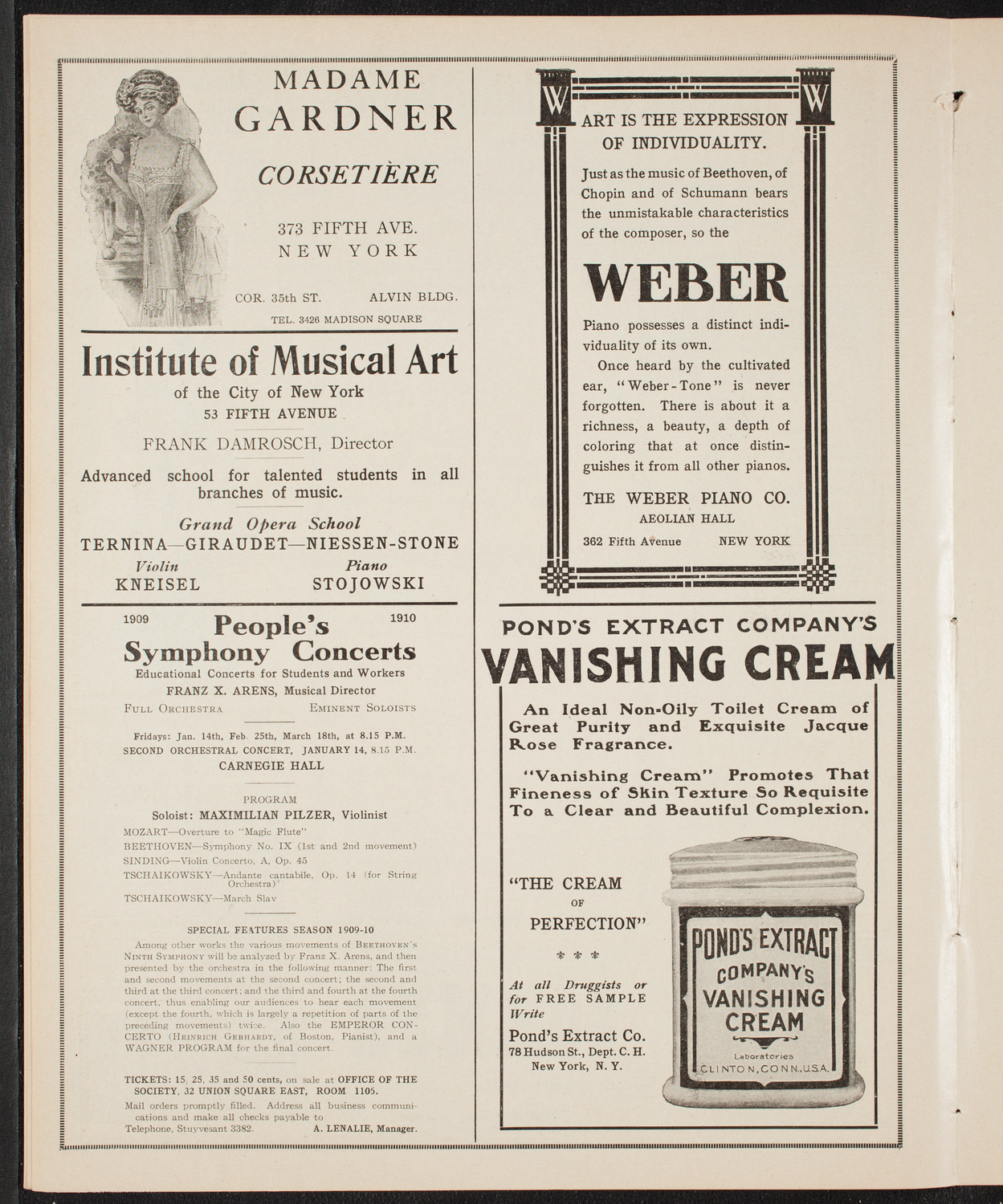 Musical Art Society of New York, December 23, 1909, program page 6