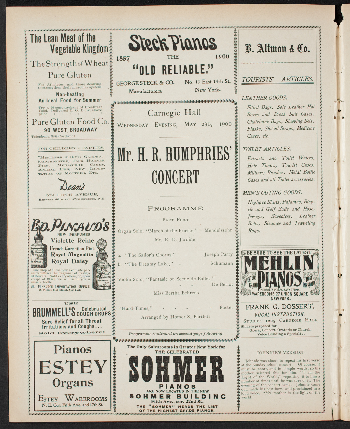 Choral Concert by H.R. Humphries, May 23, 1900, program page 4