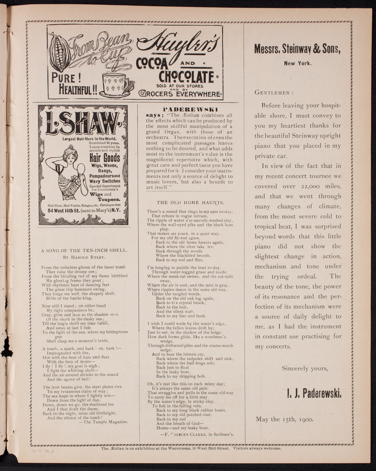 Ernestine Schumann-Heink, Mezzo-Soprano, and Leonora Jackson, Violin, October 11, 1900, program page 5