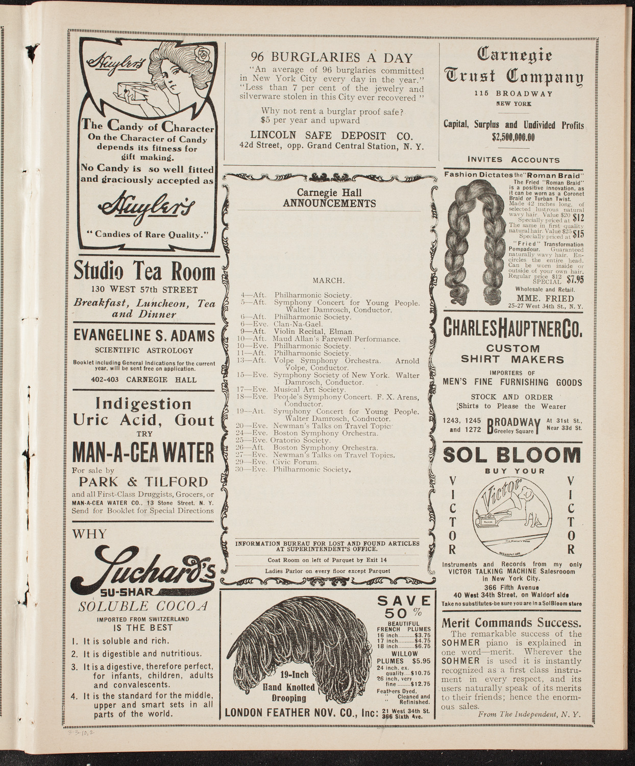 Russian Symphony Society of New York, March 3, 1910, program page 3