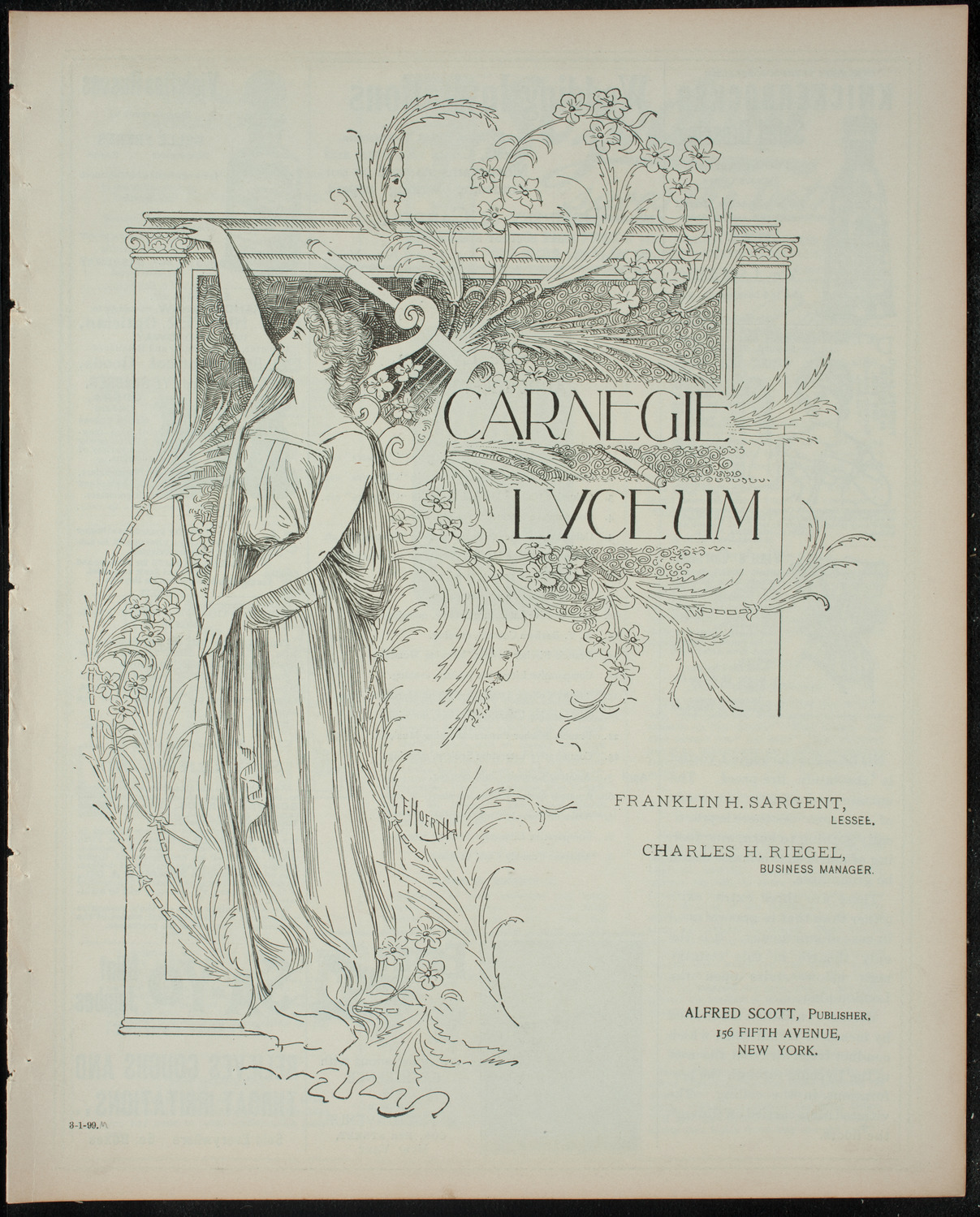 Powers-Arnold Wednesday Morning Musicale, March 1, 1899, program page 1