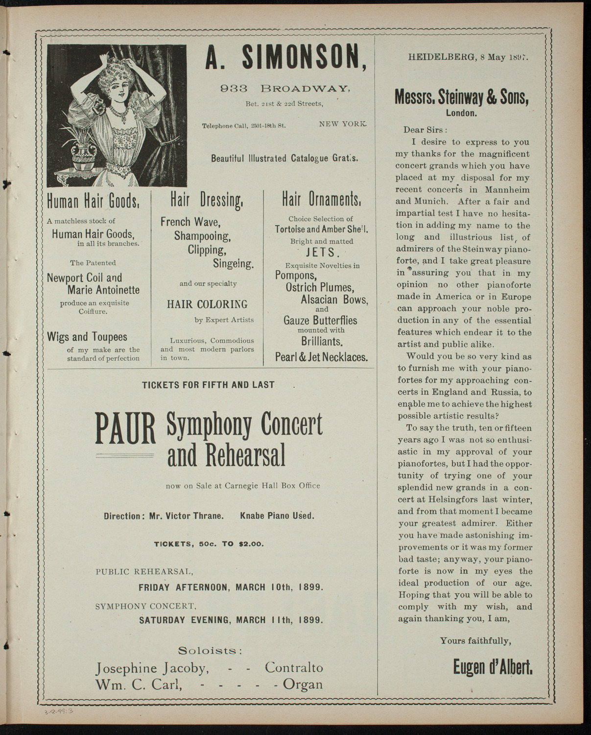 Powers-Arnold Wednesday Morning Musicale, March 8, 1899, program page 5