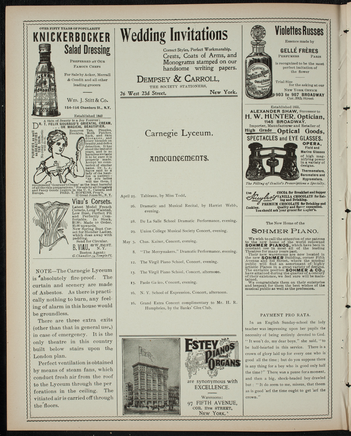 W. Legrand Howland Musicale, April 25, 1899, program page 2