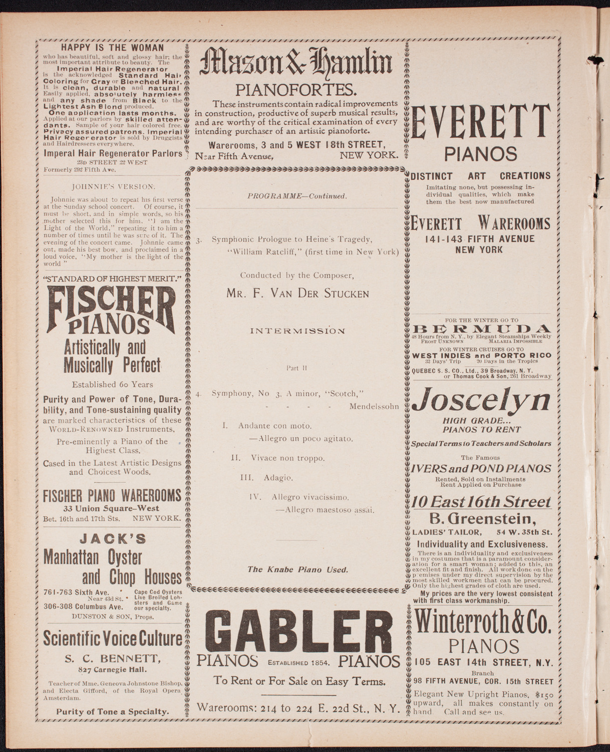New York Philharmonic, December 9, 1899, program page 6