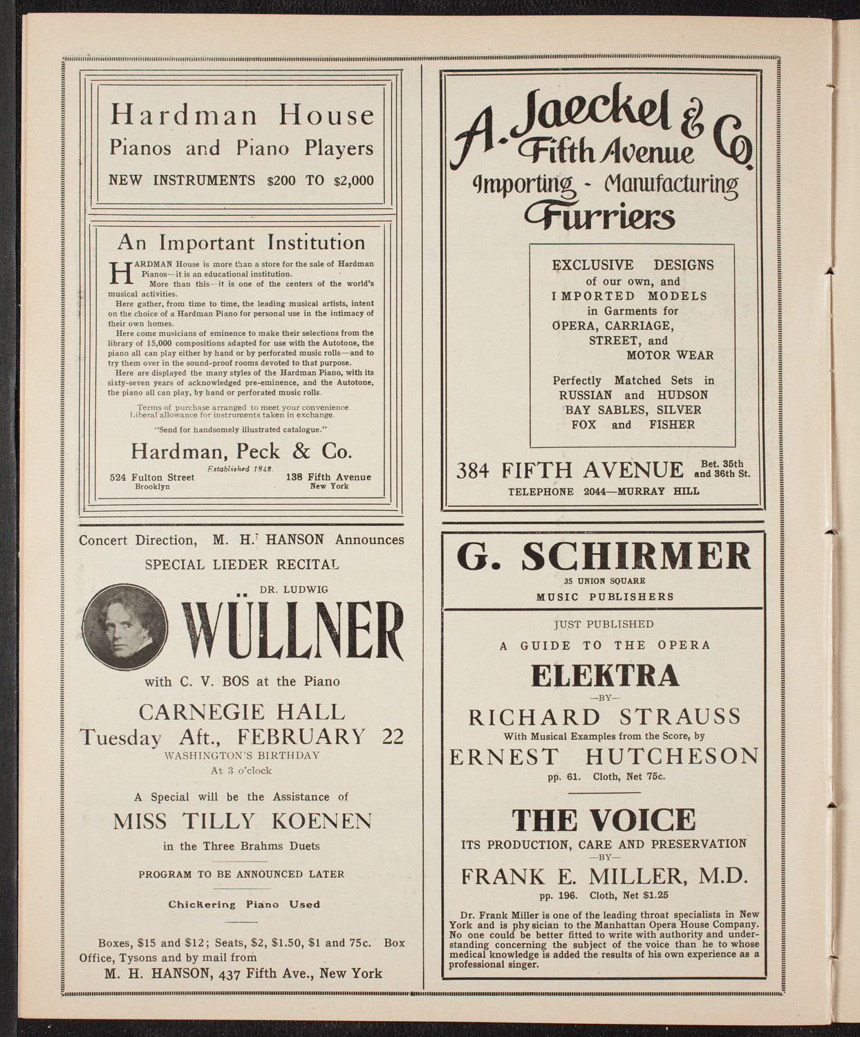 Ferruccio Busoni, Piano, February 9, 1910, program page 8