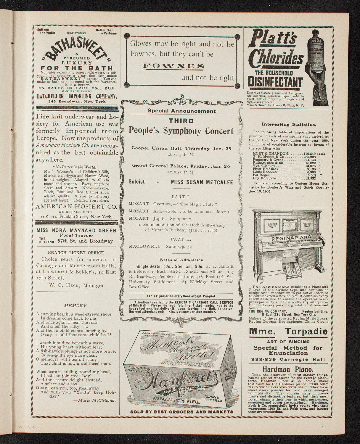 People's Symphony Concert, December 23, 1905, program page 9