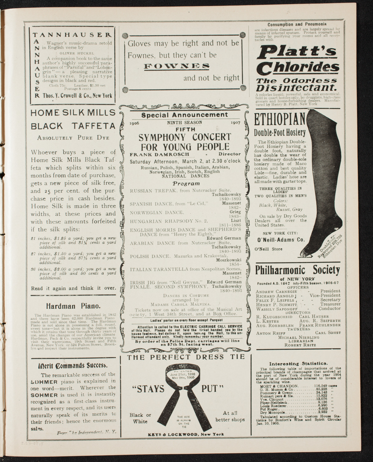 Boston Symphony Orchestra, February 23, 1907, program page 9