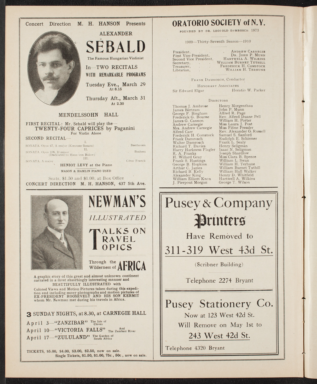 Elmendorf Lecture: Yellowstone Park/ Benefit: St. Andrew's Convalescent Hospital, March 29, 1910, program page 10