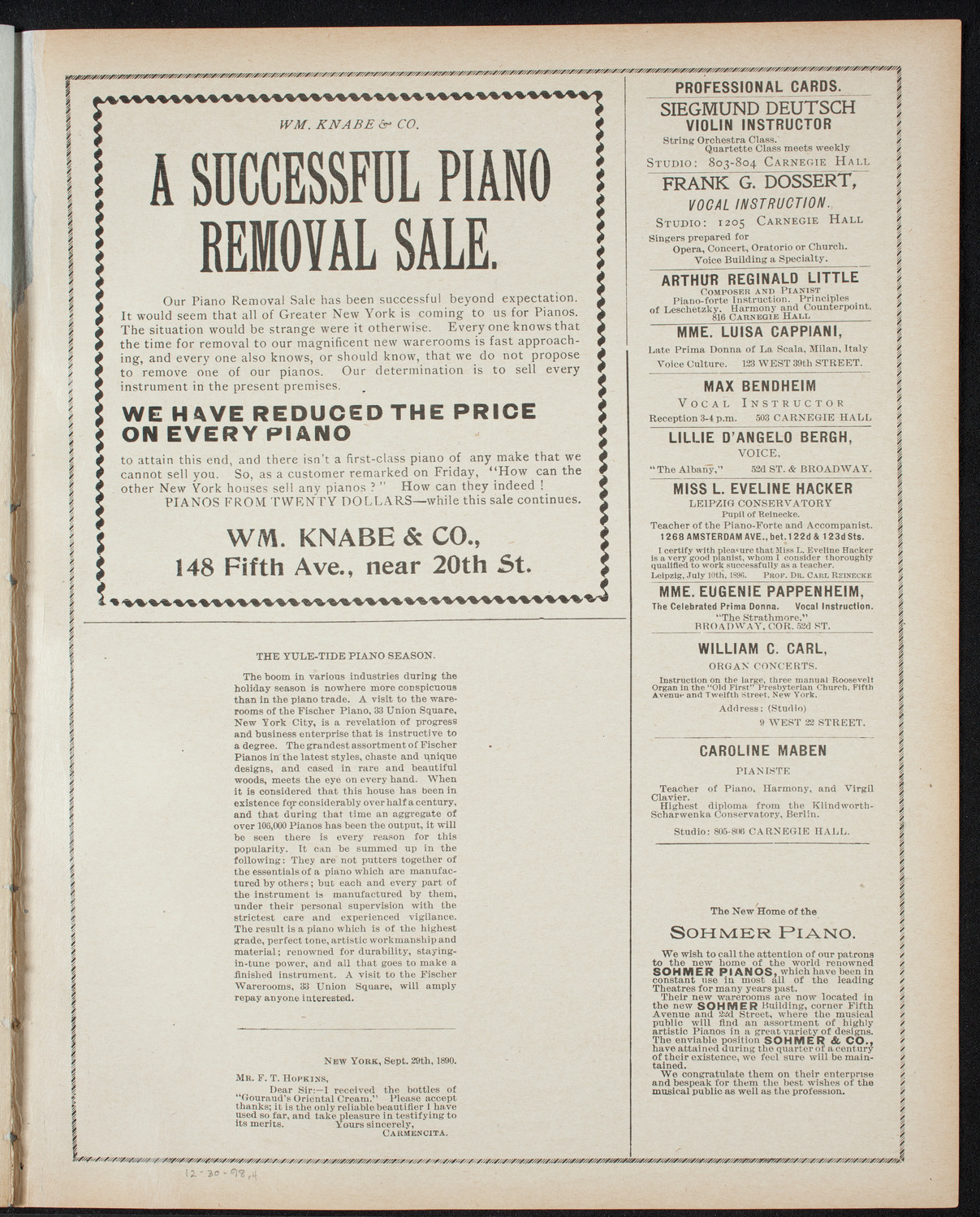 Oratorio Society of New York, December 30, 1898, program page 7