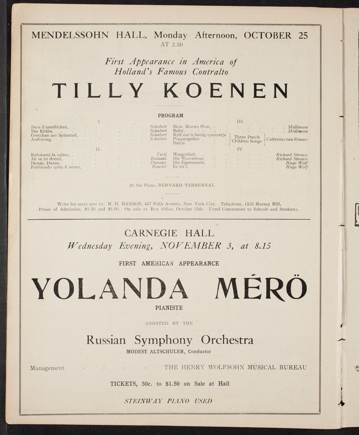 Ludwig Wüllner, October 16, 1909, program page 10