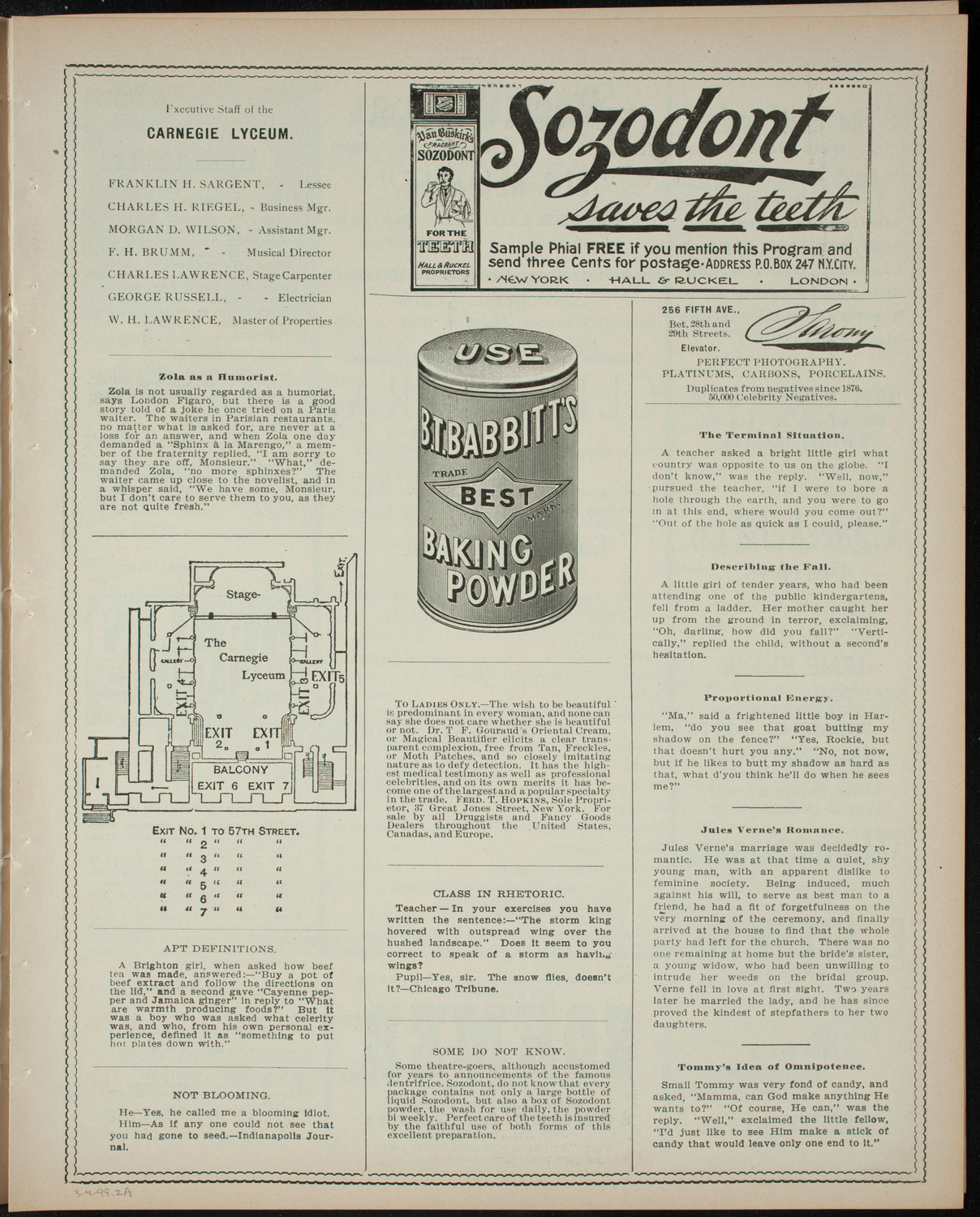 Columbia University Musical Society, March 4, 1899, program page 3