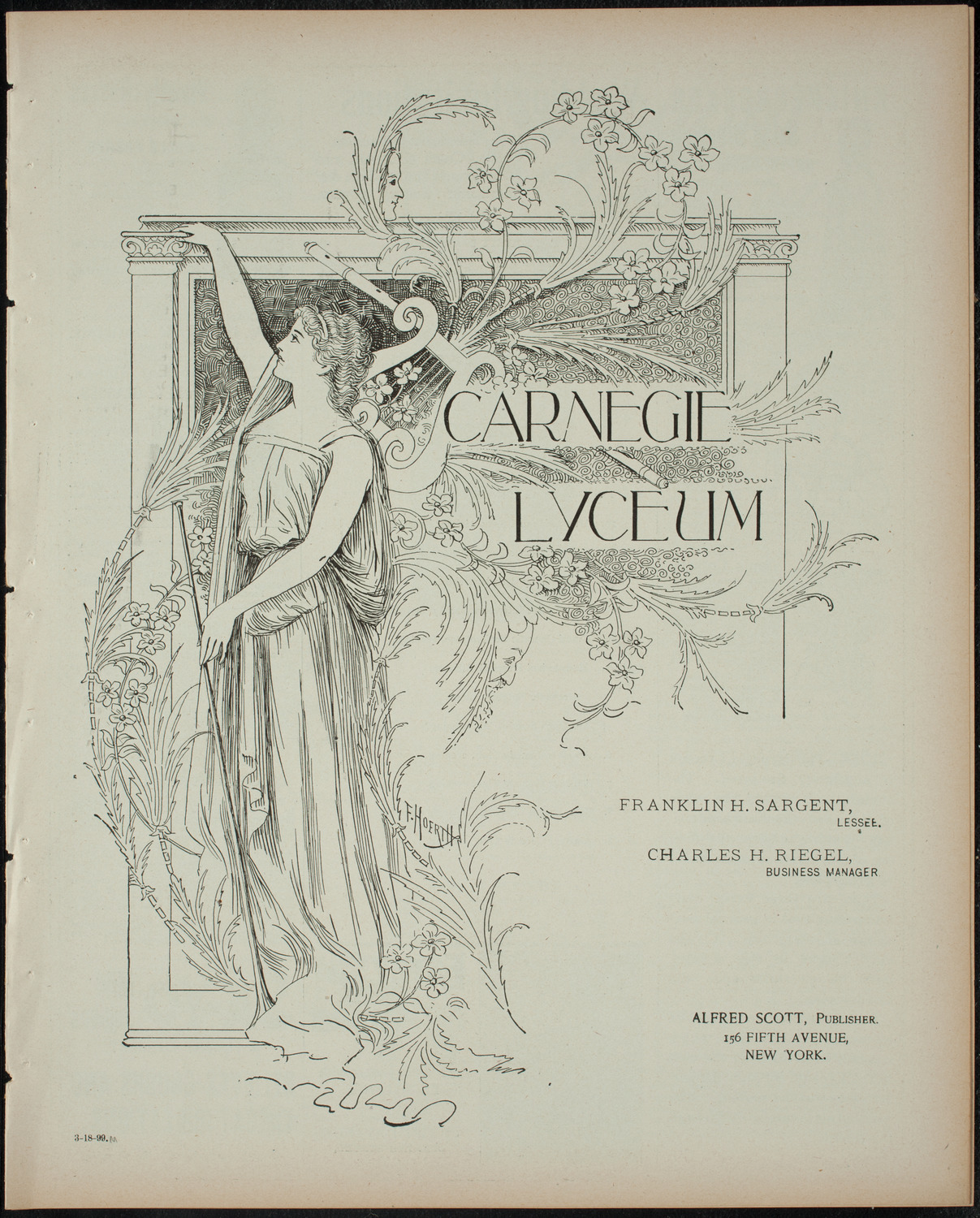 Comparative Literature Society Saturday Morning Conference, March 18, 1899, program page 1