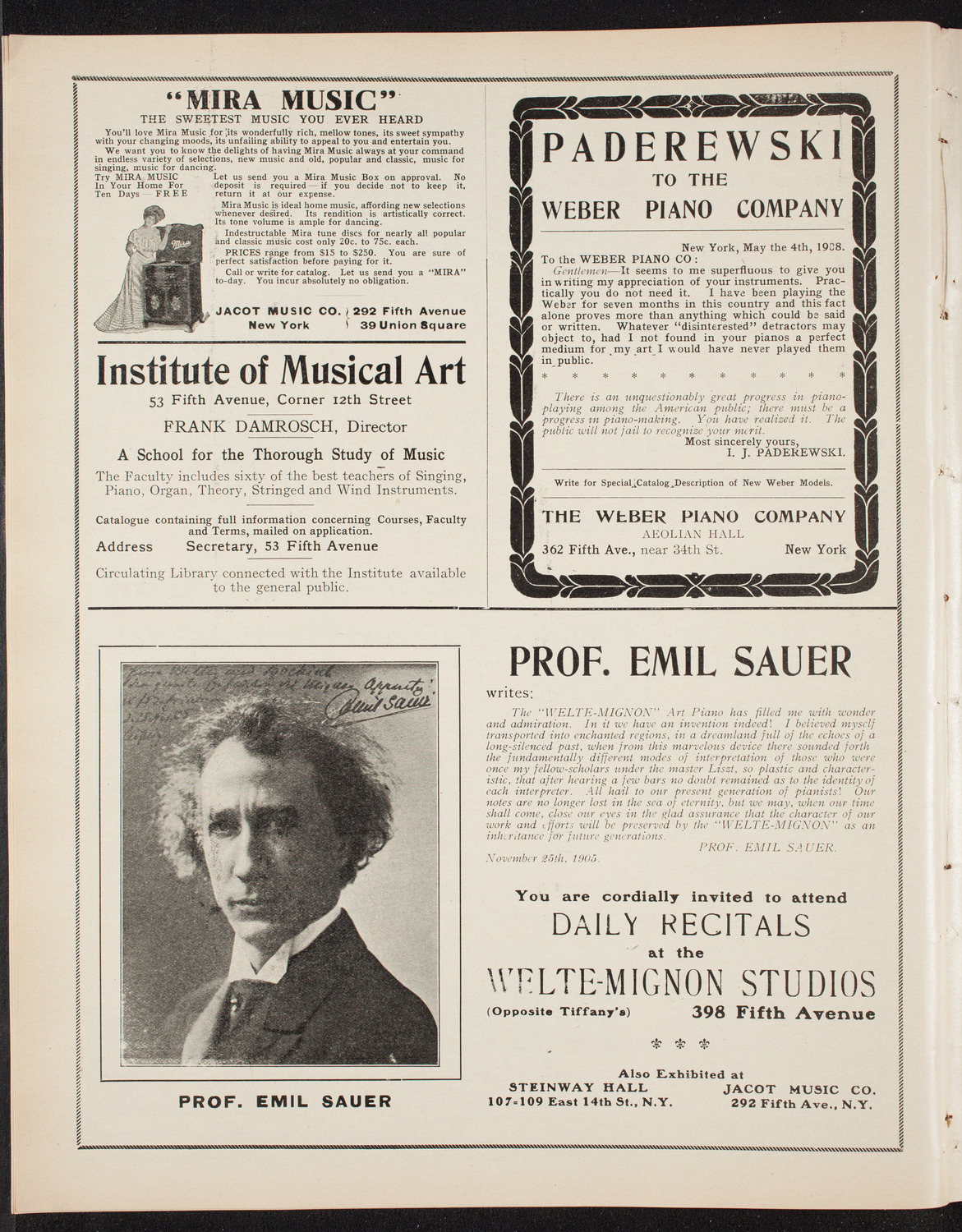 New York College of Music and New York German Conservatory of Music Faculty Concert, October 18, 1908, program page 6