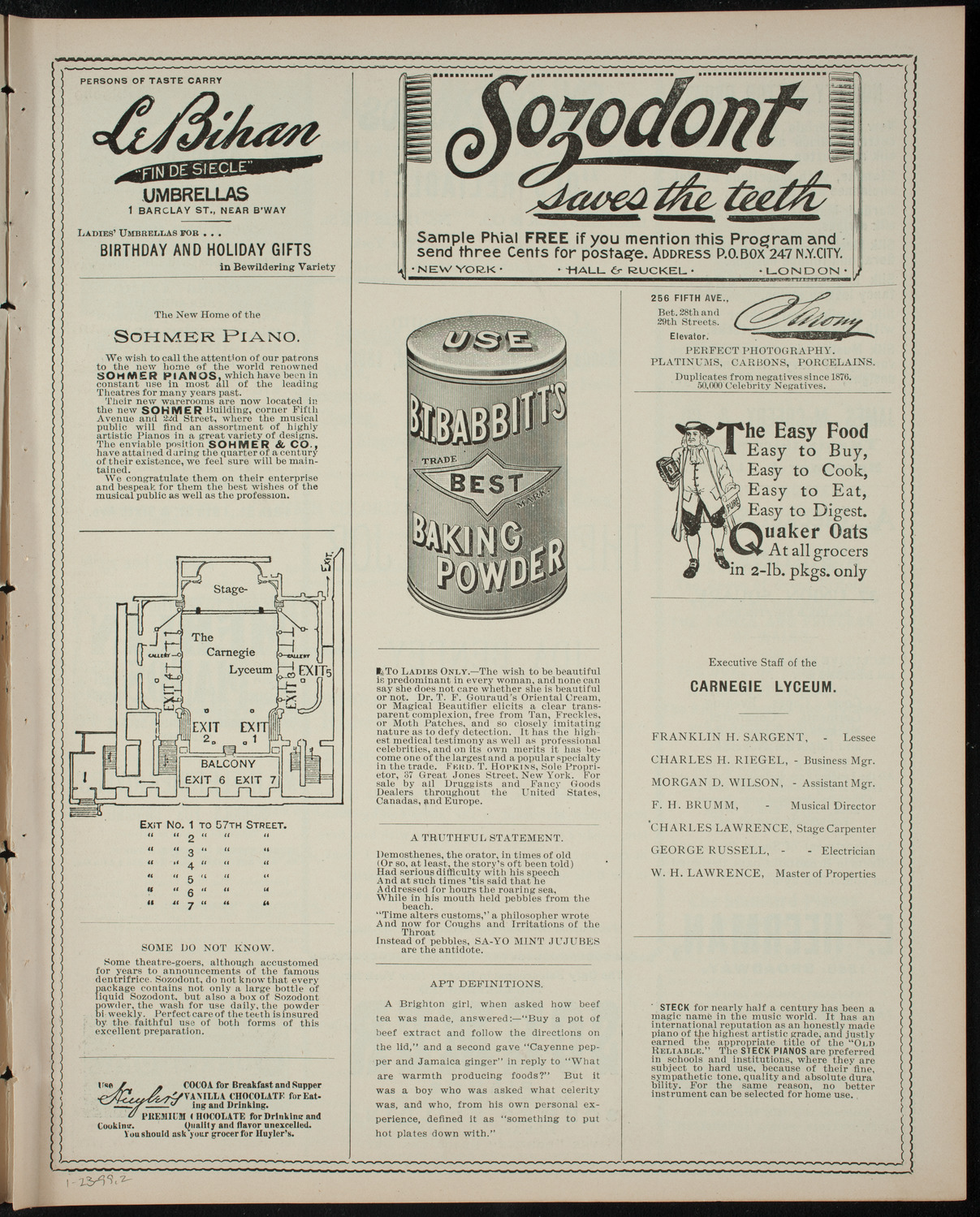 Reading: Ida Benfey, January 23, 1899, program page 3