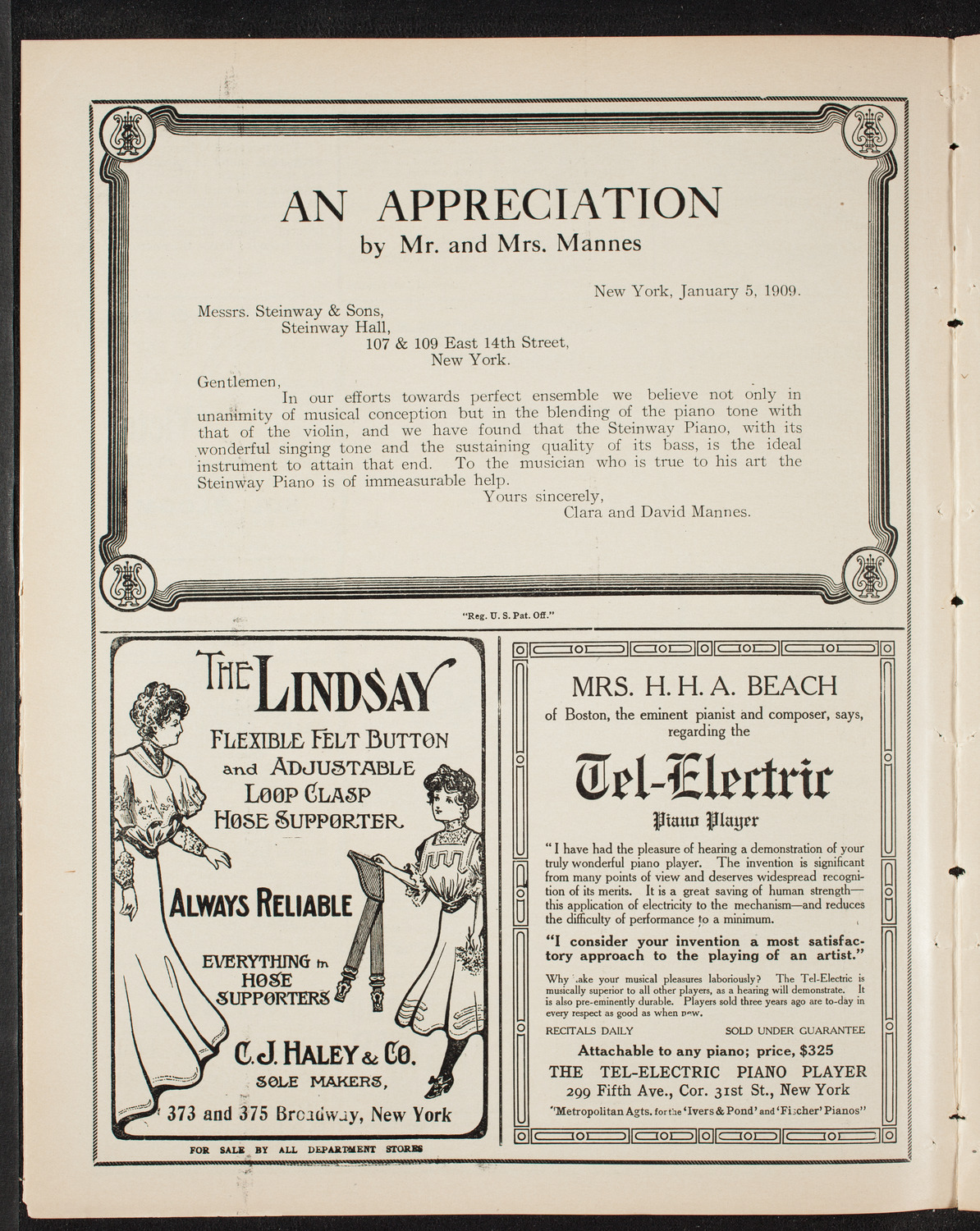 Albert Spalding, Violin, January 16, 1909, program page 4