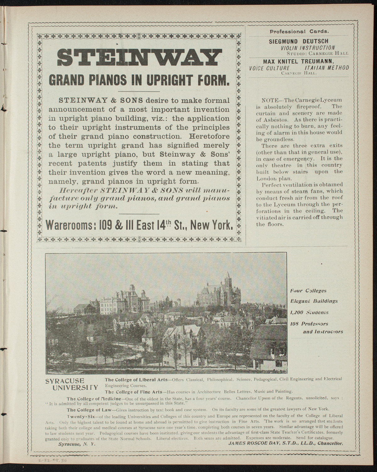 Columbia College Musical Society, February 22, 1898, program page 5