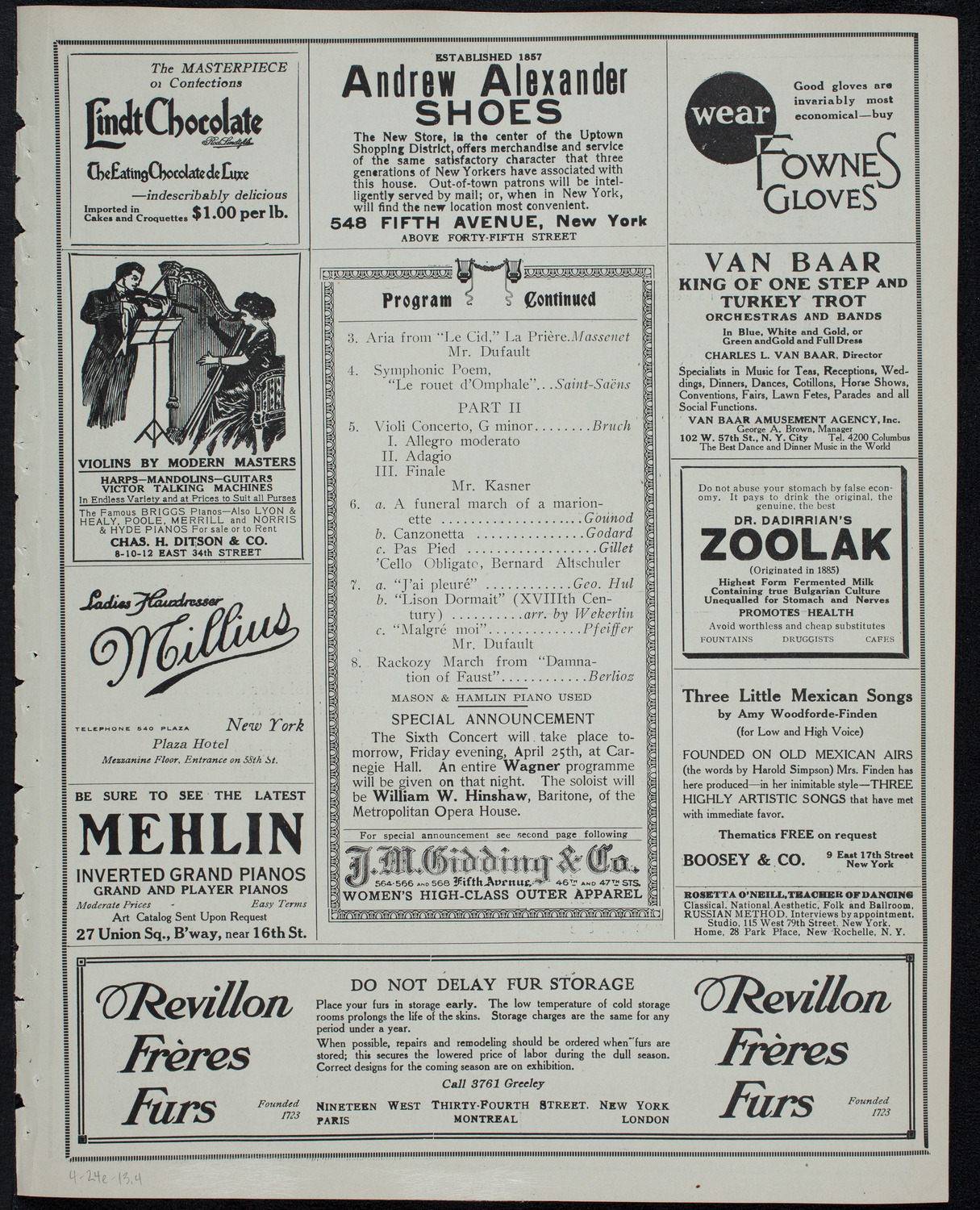 Russian Symphony Society of New York, April 24, 1913, program page 7