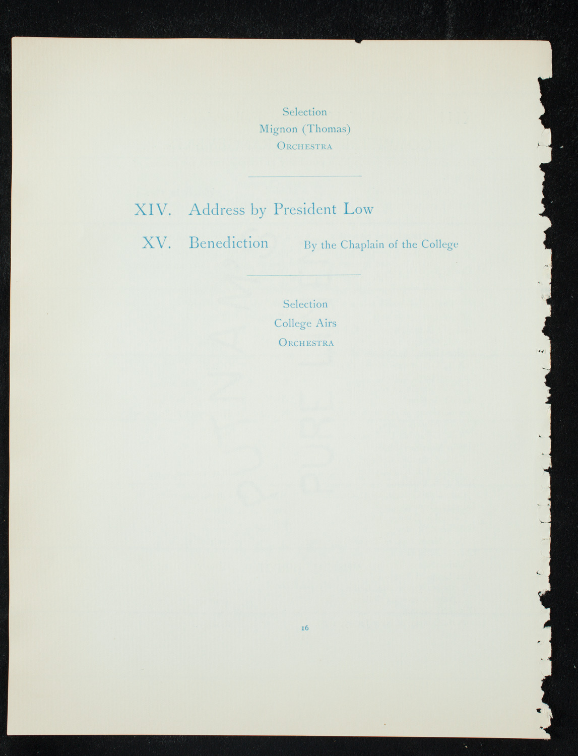 Graduation: Columbia College, June 10, 1891, program page 16