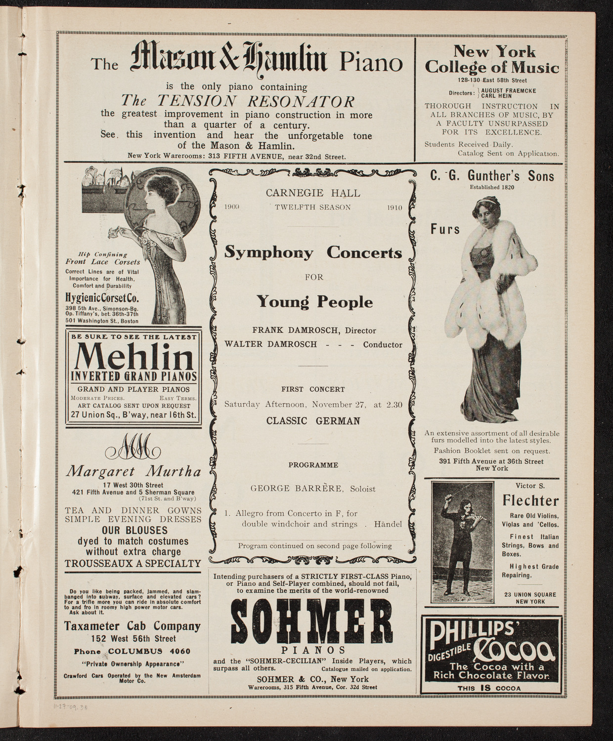 Symphony Concert for Young People, November 27, 1909, program page 5