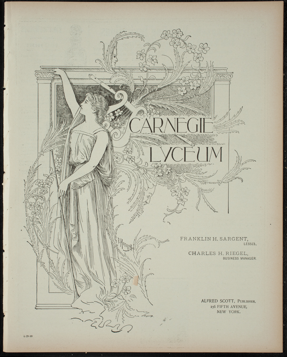 Union College Musical Association Glee, Banjo and Mandolin Clubs, April 29, 1899, program page 1