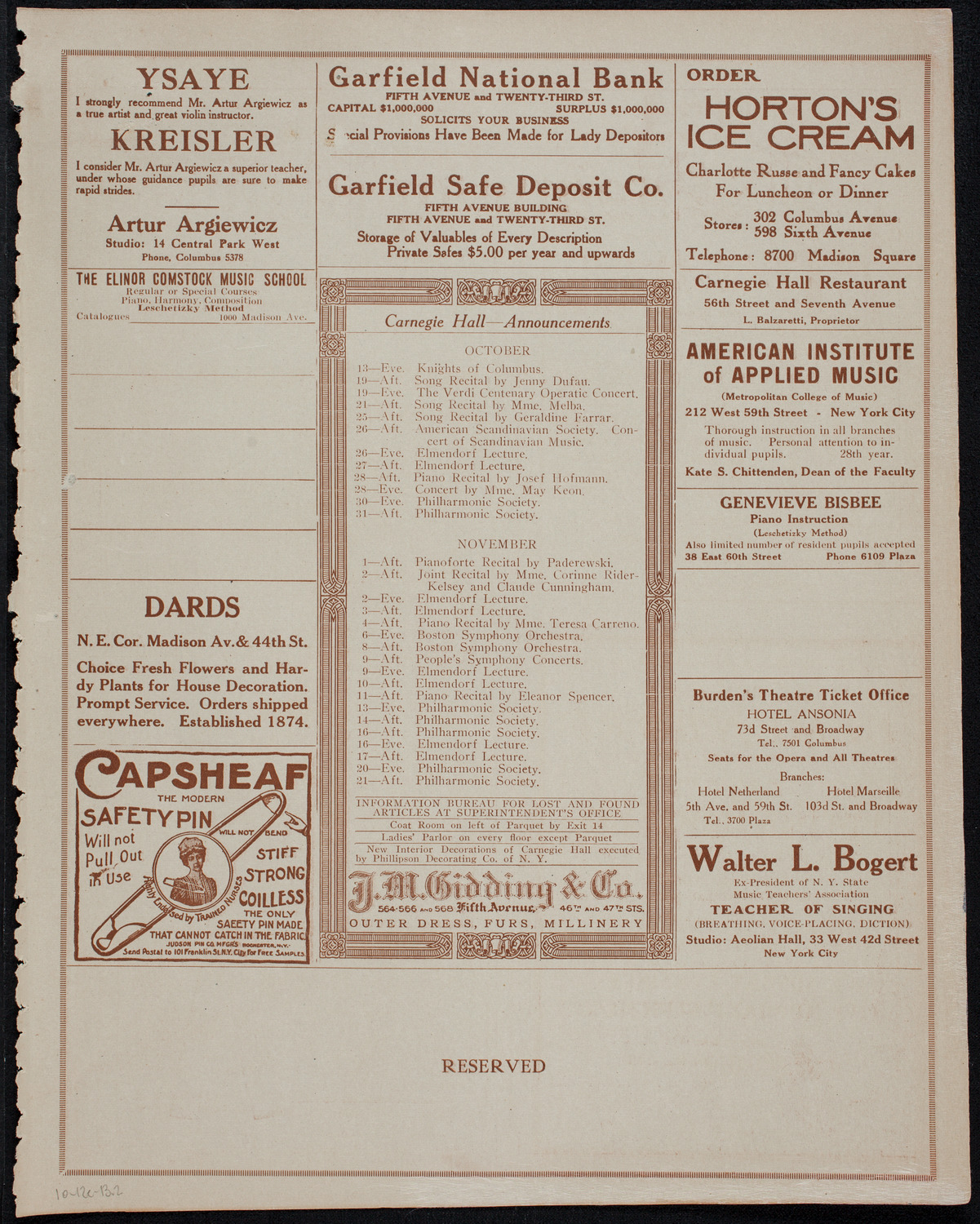 Grace Breen, Soprano, October 12, 1913, program page 3