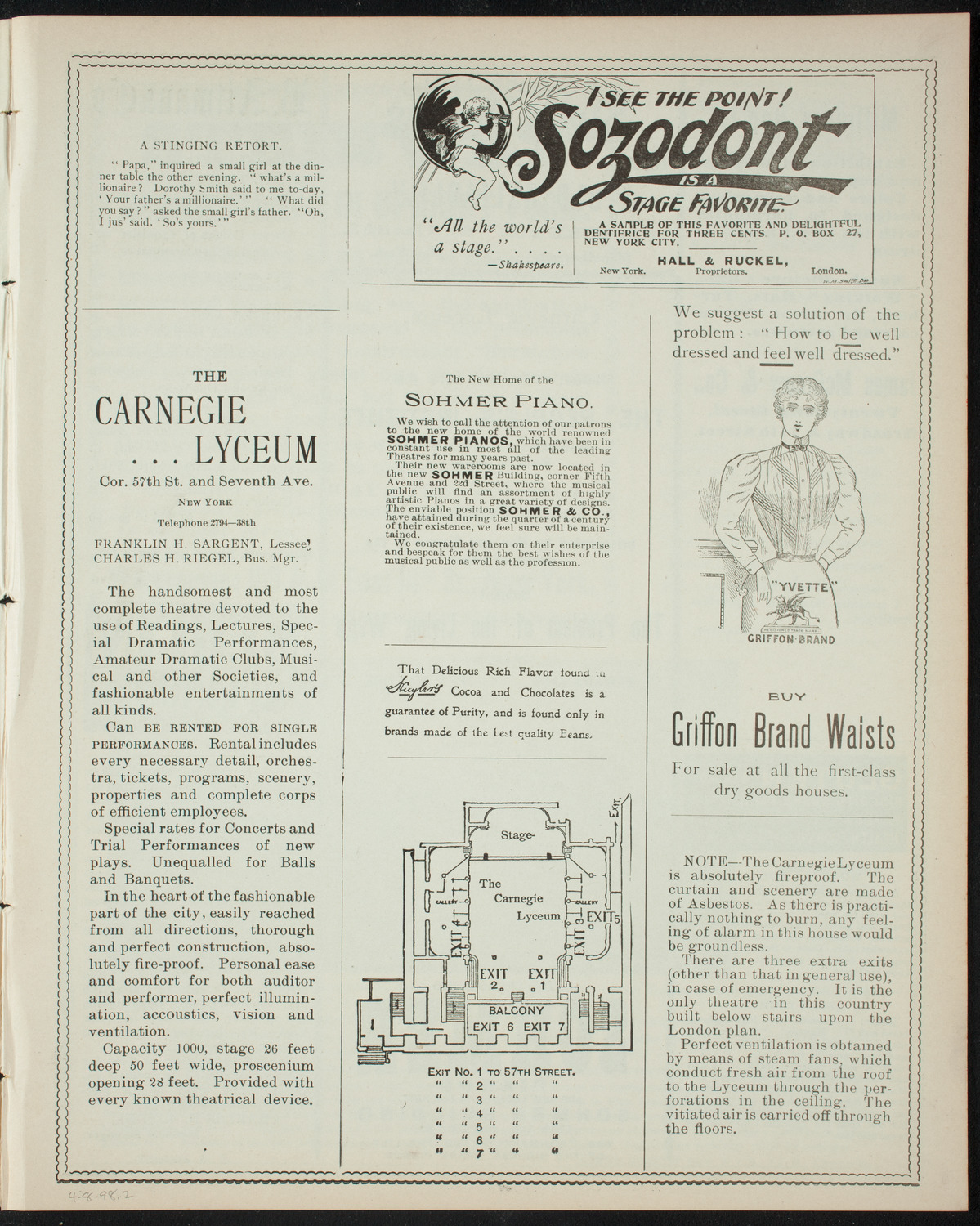 The People's Institute/ Lecture: Labor Problems, April 8, 1898, program page 3