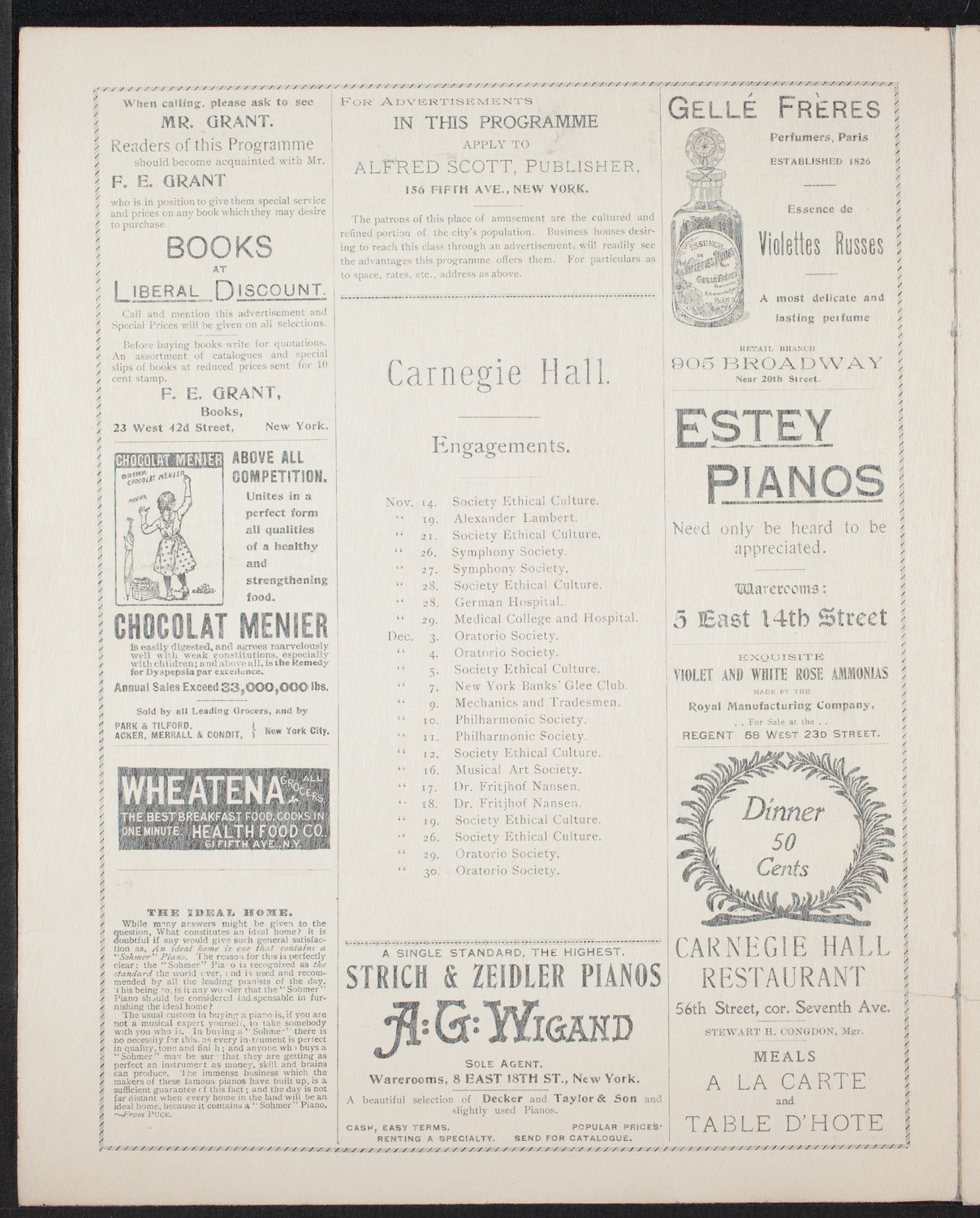 New York Philharmonic, November 13, 1897, program page 2