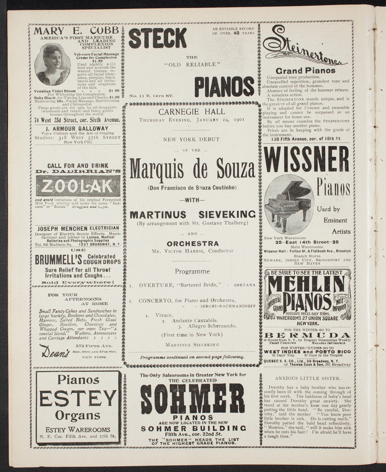 Marquis de Sousa with Martinus Sieveking and Orchestra, January 24, 1901, program page 4