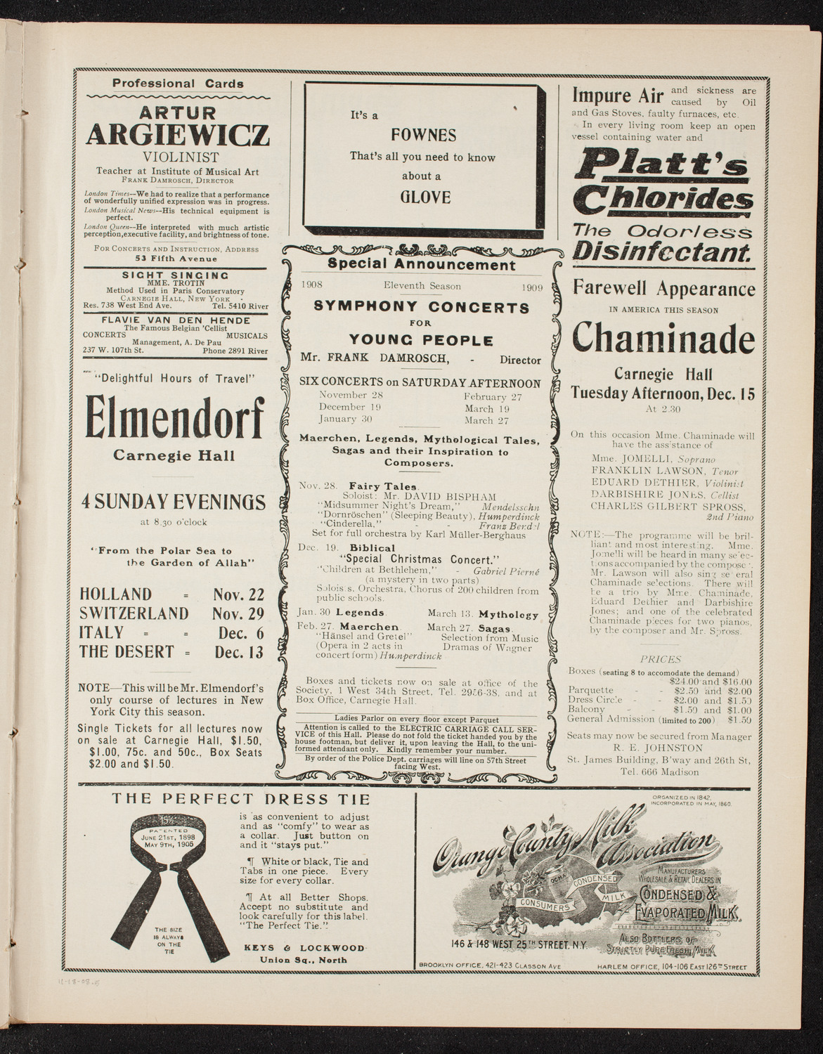Isadora Duncan, Dancer, with the New York Symphony Orchestra, November 18, 1908, program page 9