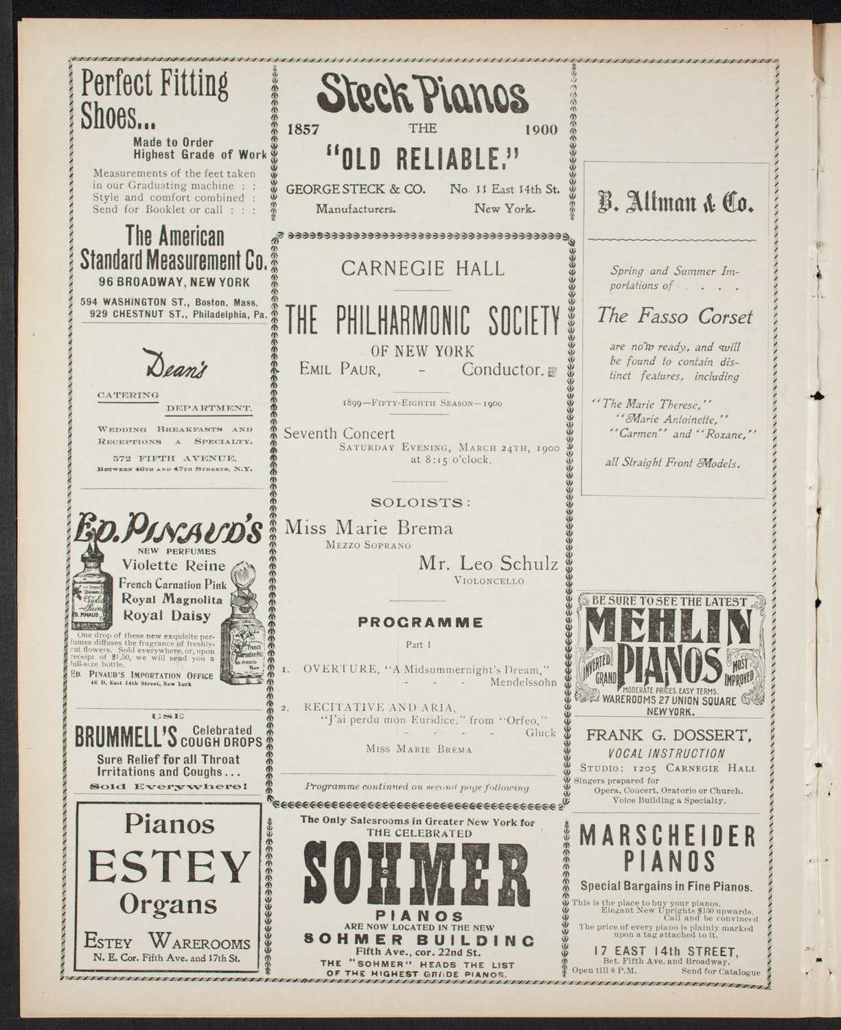 New York Philharmonic, March 24, 1900, program page 4