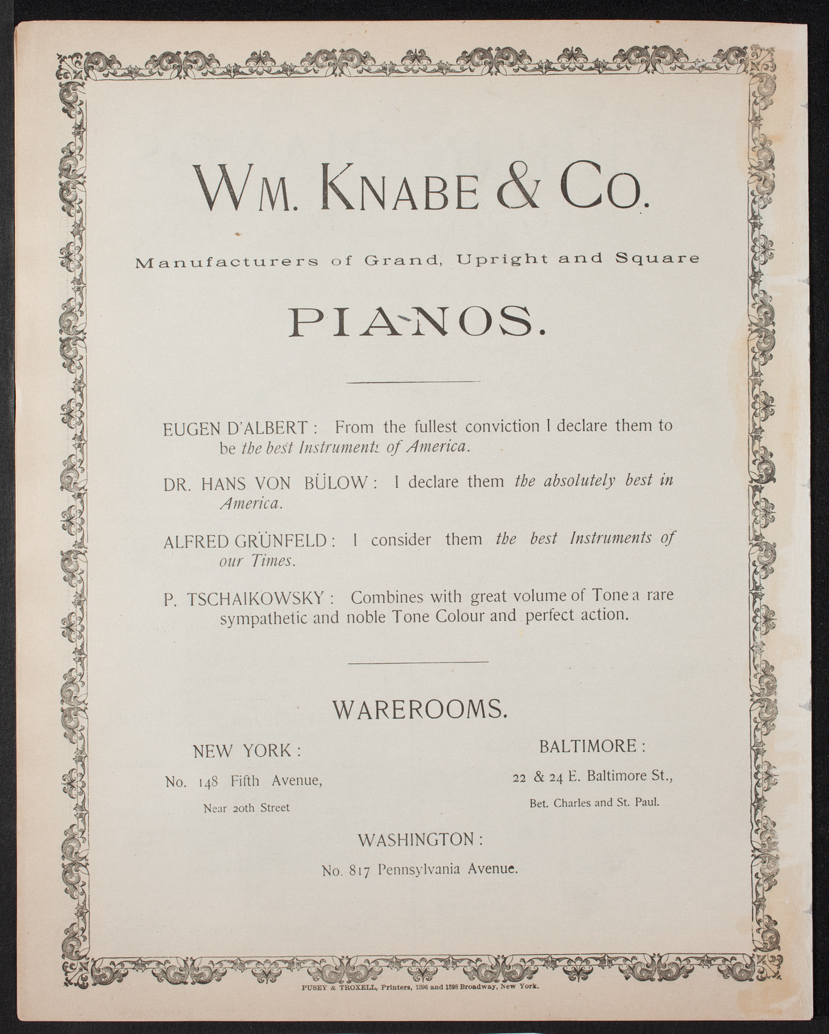Ignacy Jan Paderewski, Piano, January 2, 1893, program page 8