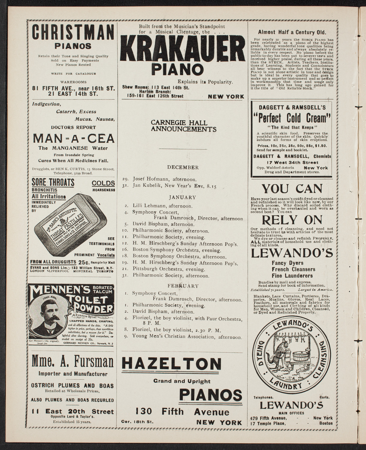 Oratorio Society of New York, December 28, 1901, program page 2