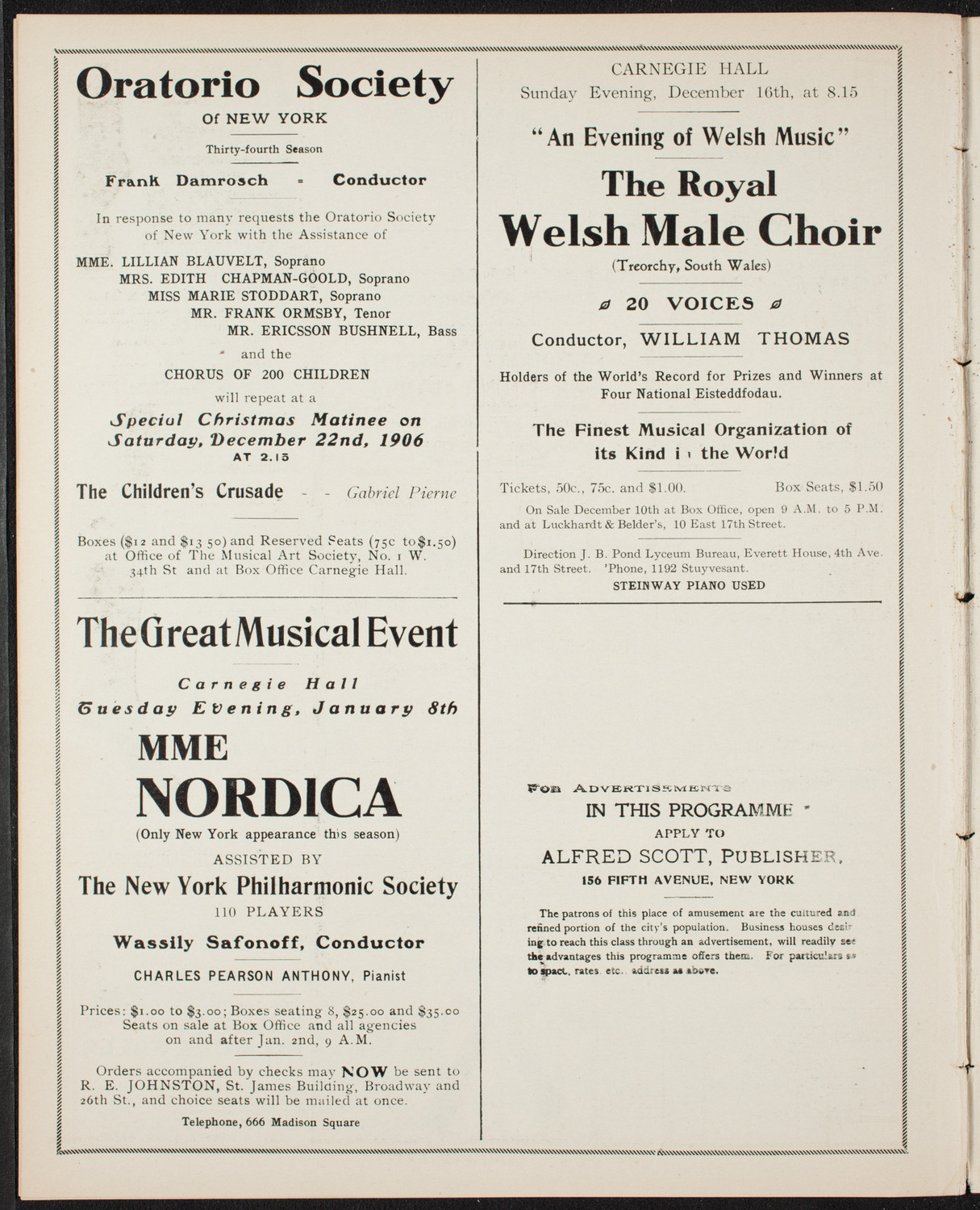Johanna Gadski, Soprano, December 11, 1906, program page 10